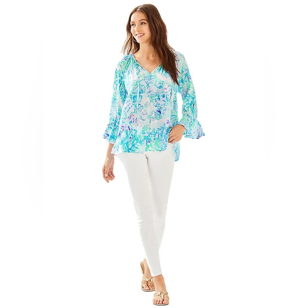 Lilly Pulitzer Euc Willa Flounce Top In Amethyst Tint Craysea Size Small